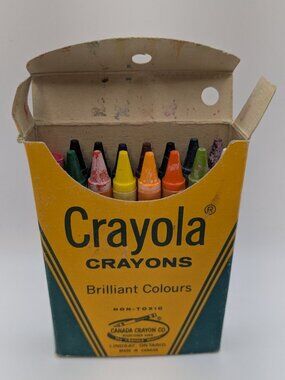 Vintage Crayola 16 Crayon Box Canada Crayon Co Lindsay Ontario Bilingual 50s